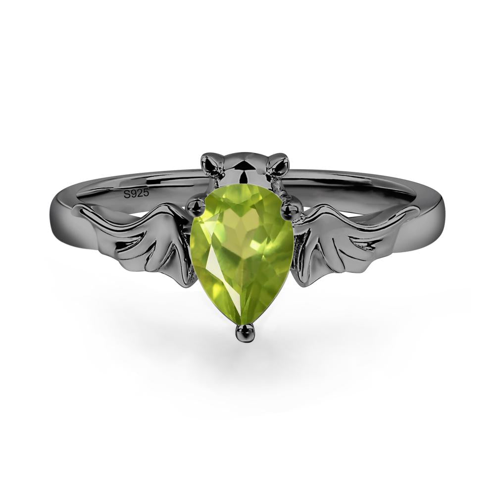 Peridot Gothic Promise Ring - LUO Jewelry #metal_black finish sterling silver
