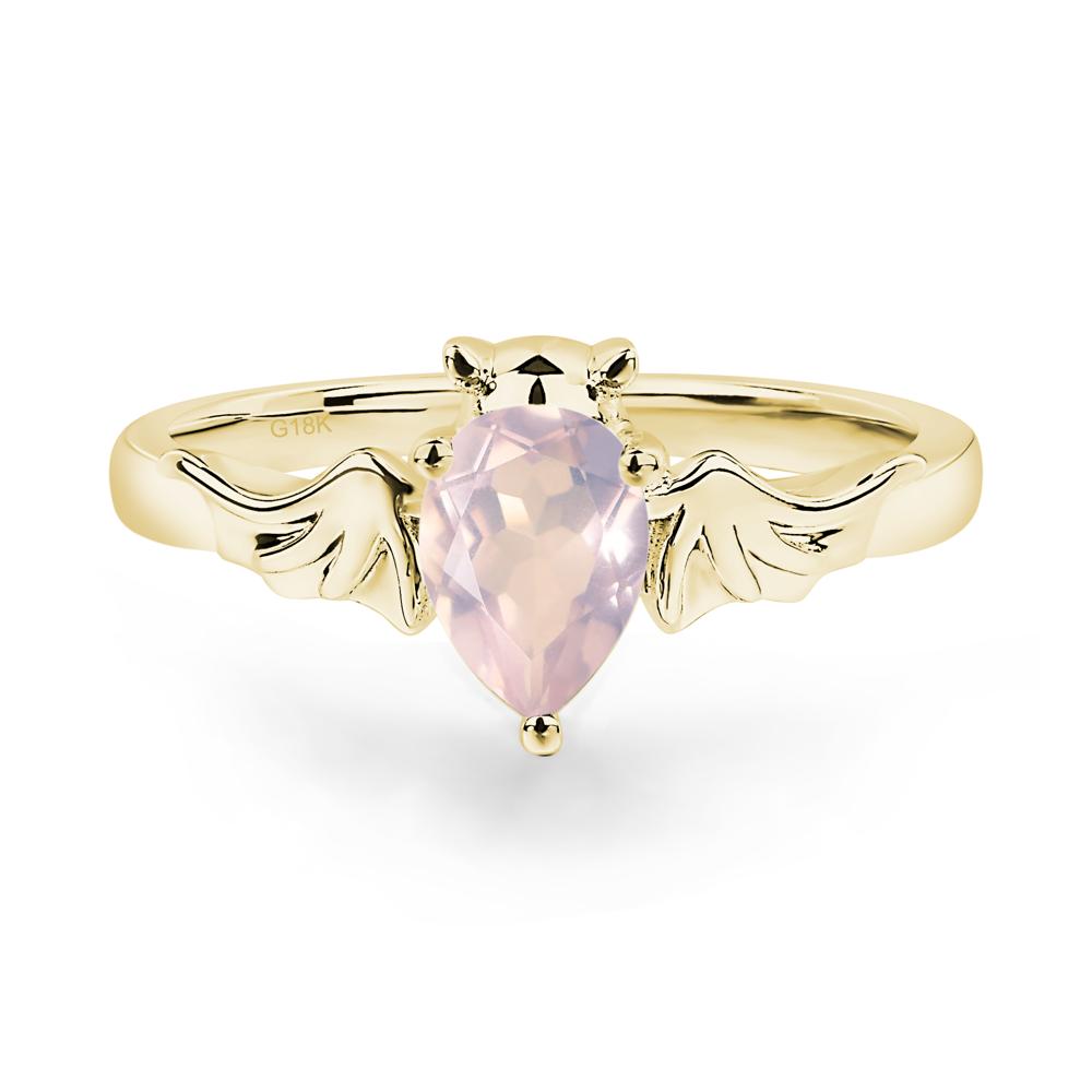 Rose Quartz Bat Engagement Ring - LUO Jewelry #metal_18k yellow gold