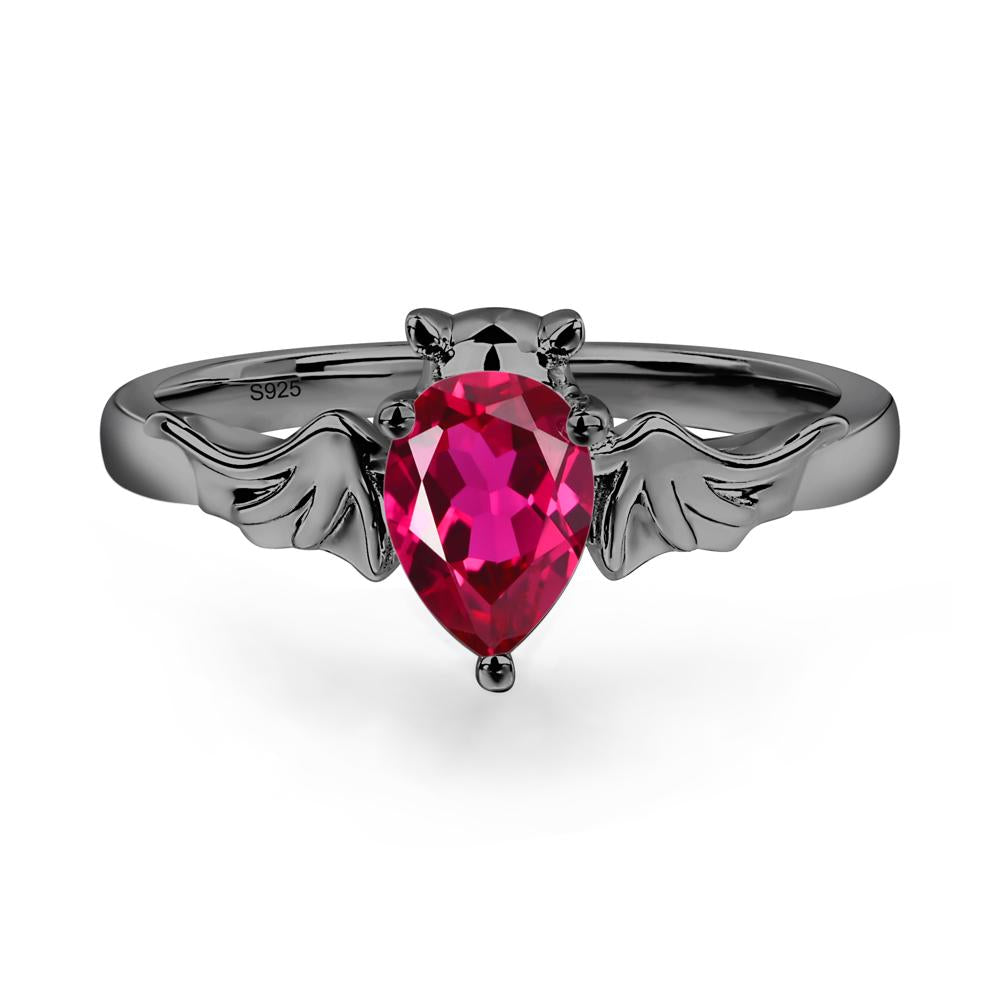 Ruby Bat Ring - LUO Jewelry #metal_black finish sterling silver