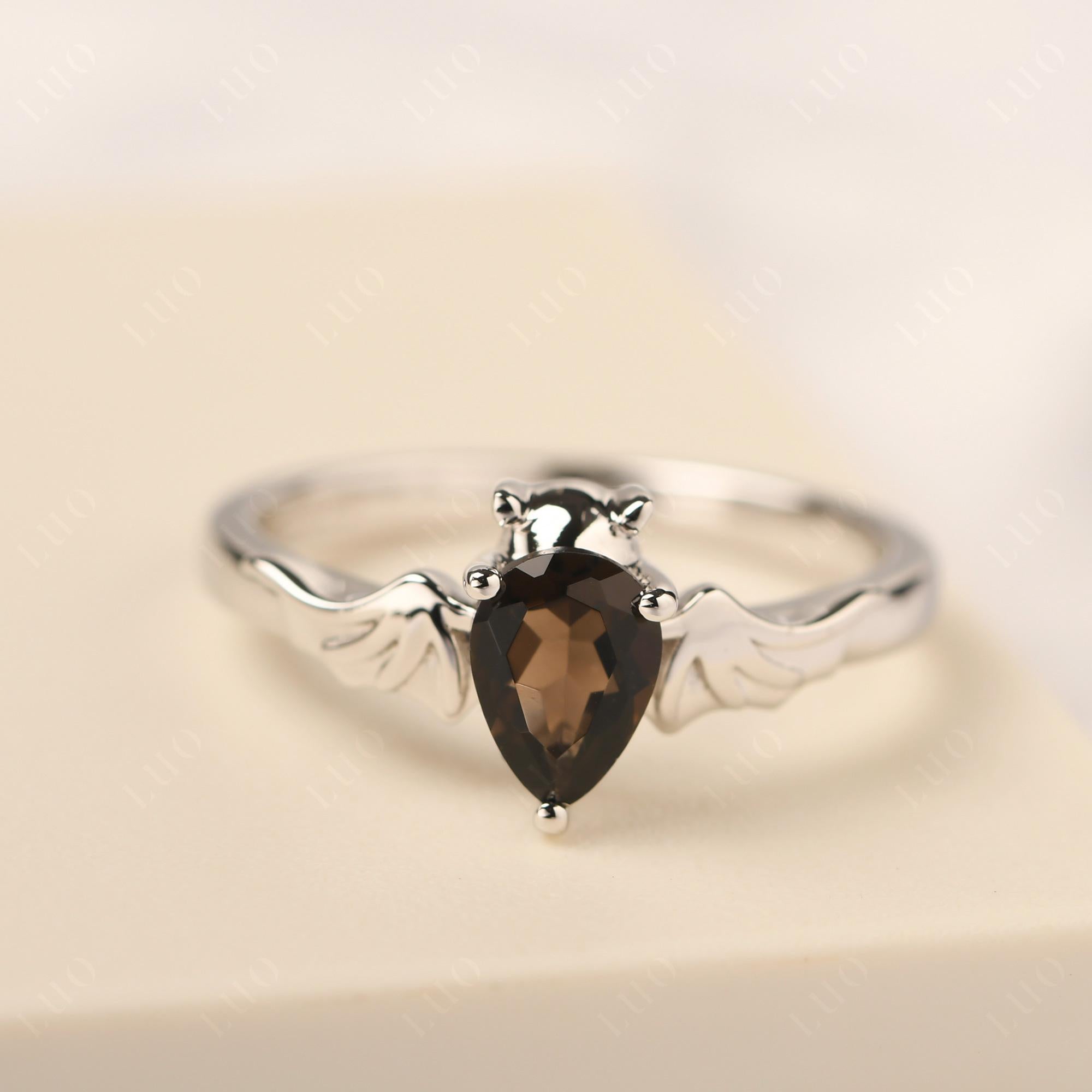 Smoky Quartz Bat Engagement Ring - LUO Jewelry