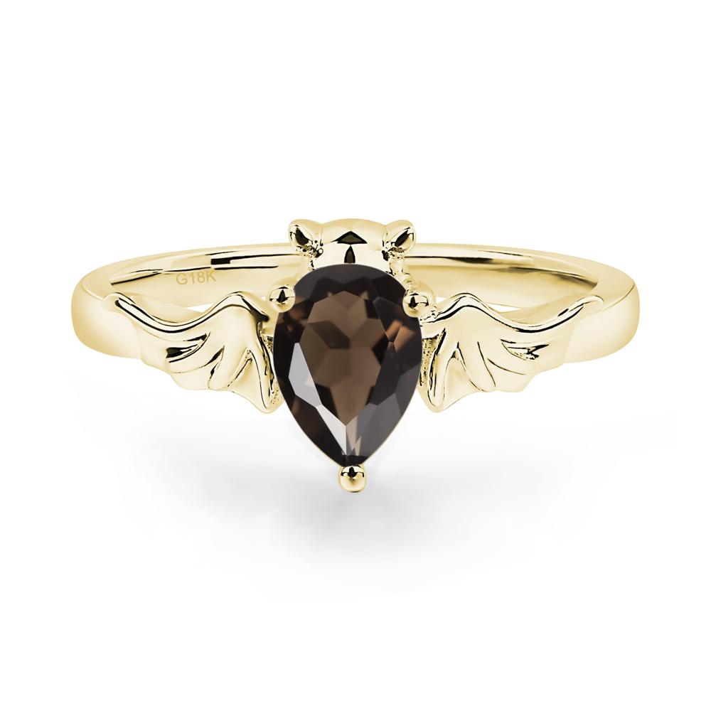 Smoky Quartz Bat Engagement Ring - LUO Jewelry #metal_18k yellow gold