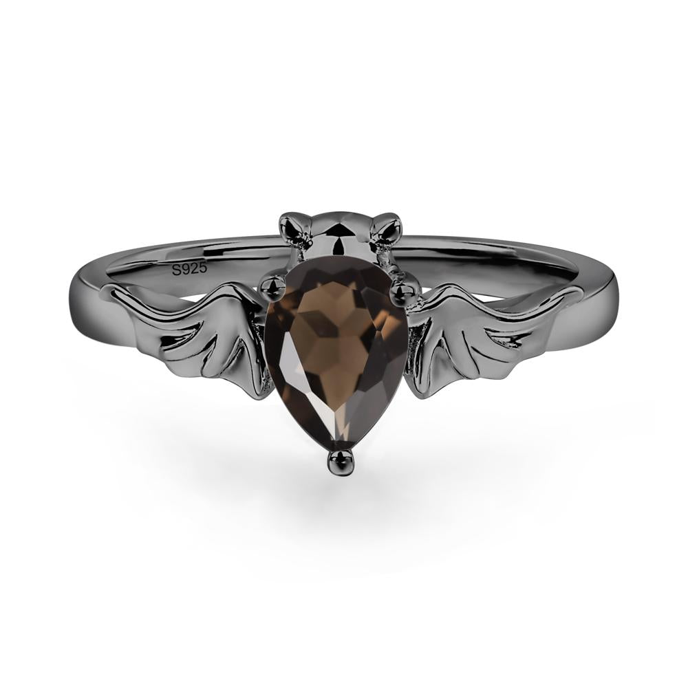 Smoky Quartz Bat Engagement Ring - LUO Jewelry #metal_black finish sterling silver