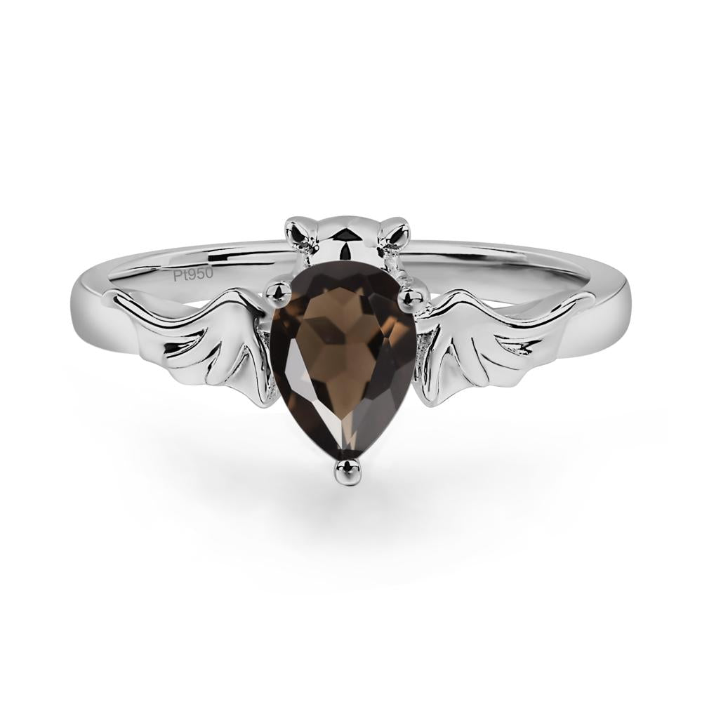 Smoky Quartz Bat Engagement Ring - LUO Jewelry #metal_platinum