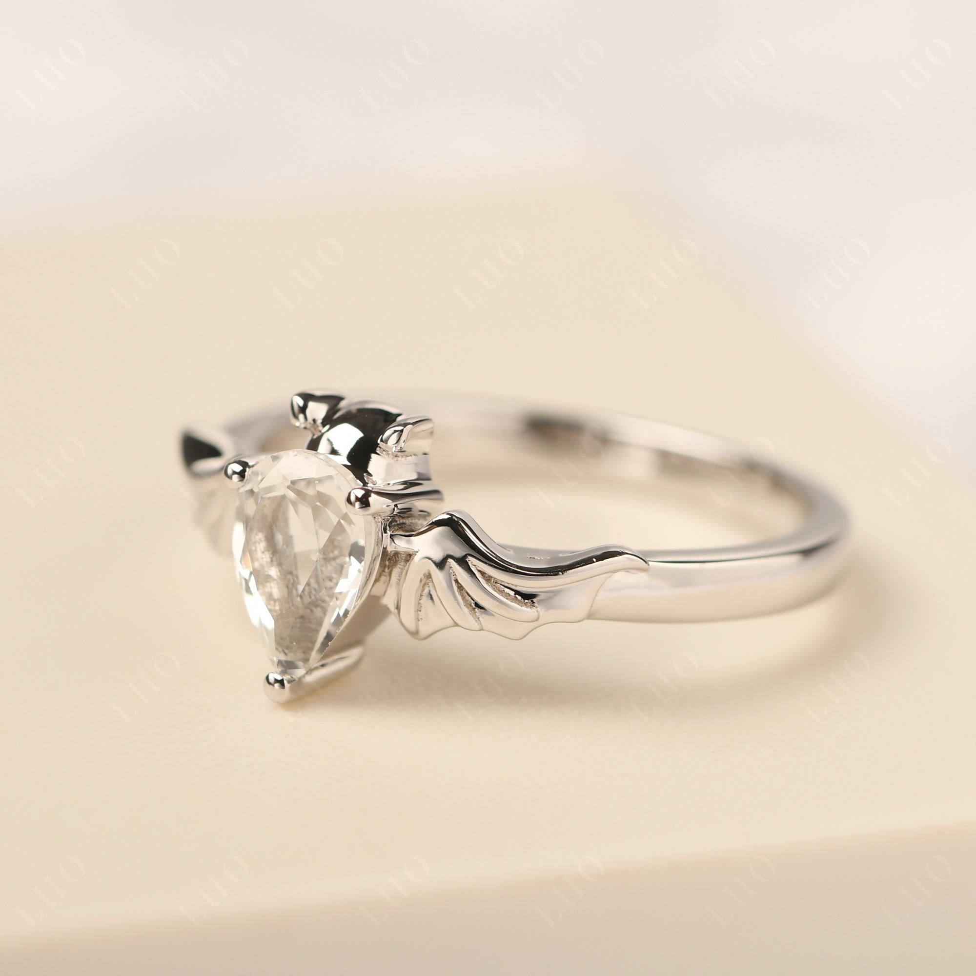 White Topaz Gothic Promise Ring - LUO Jewelry