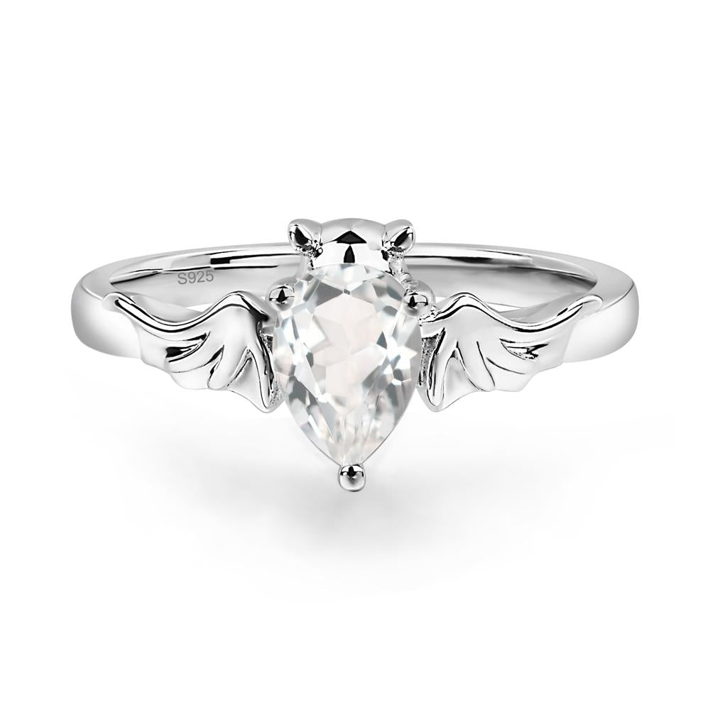 White Topaz Gothic Promise Ring - LUO Jewelry #metal_sterling silver