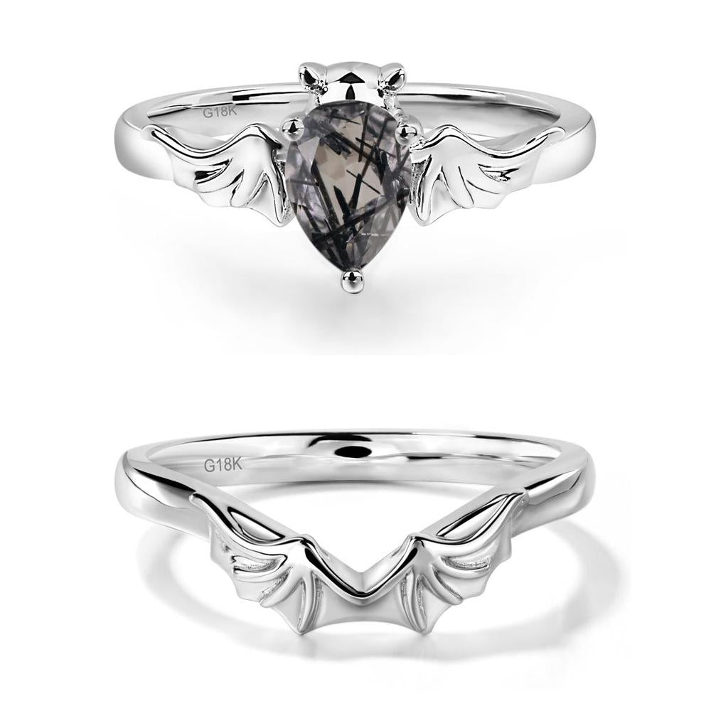 Black Rutilated Quartz Bat Engagement Ring - LUO Jewelry #metal_xxxxx