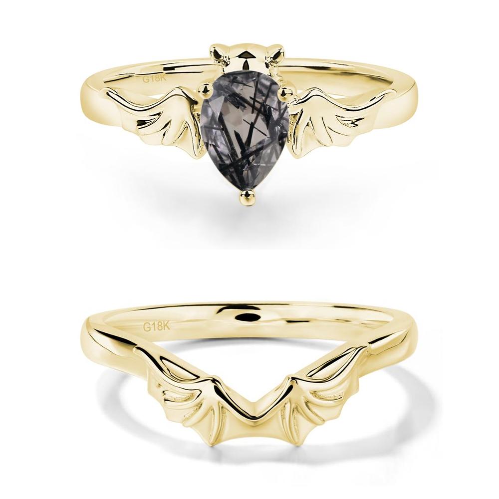 Black Rutilated Quartz Bat Engagement Ring - LUO Jewelry #metal_xxxxx
