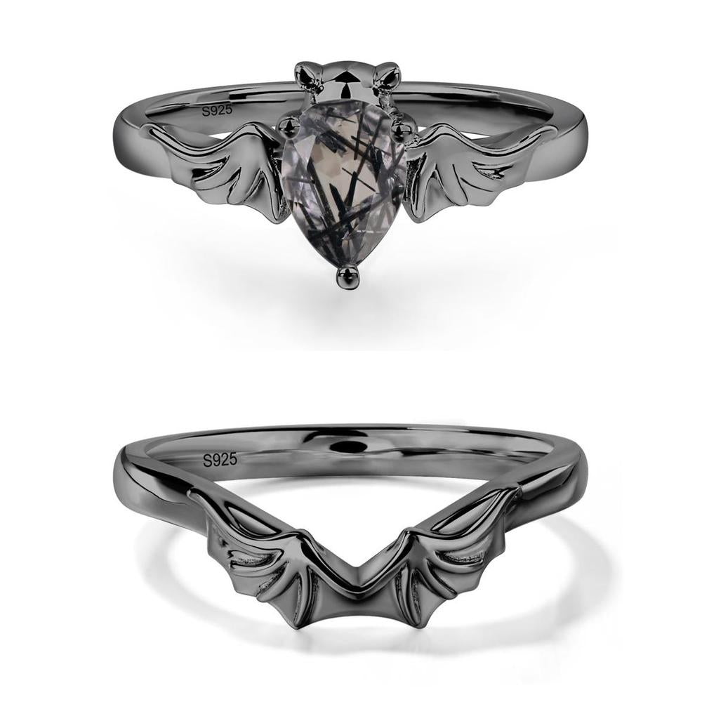 Black Rutilated Quartz Bat Engagement Ring - LUO Jewelry #metal_xxxxx