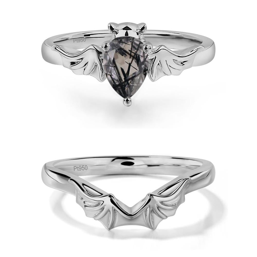Black Rutilated Quartz Bat Engagement Ring - LUO Jewelry #metal_xxxxx