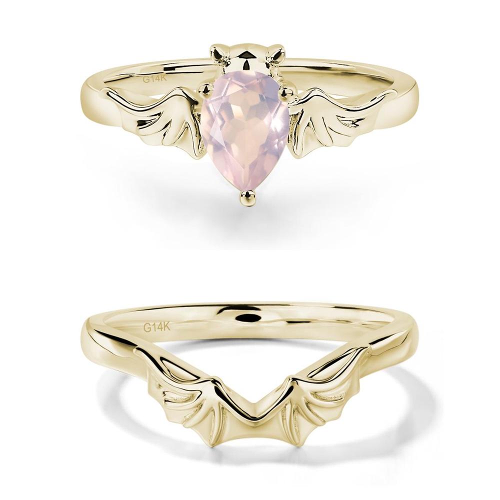 Rose Quartz Bat Engagement Ring - LUO Jewelry #metal_xxxxx