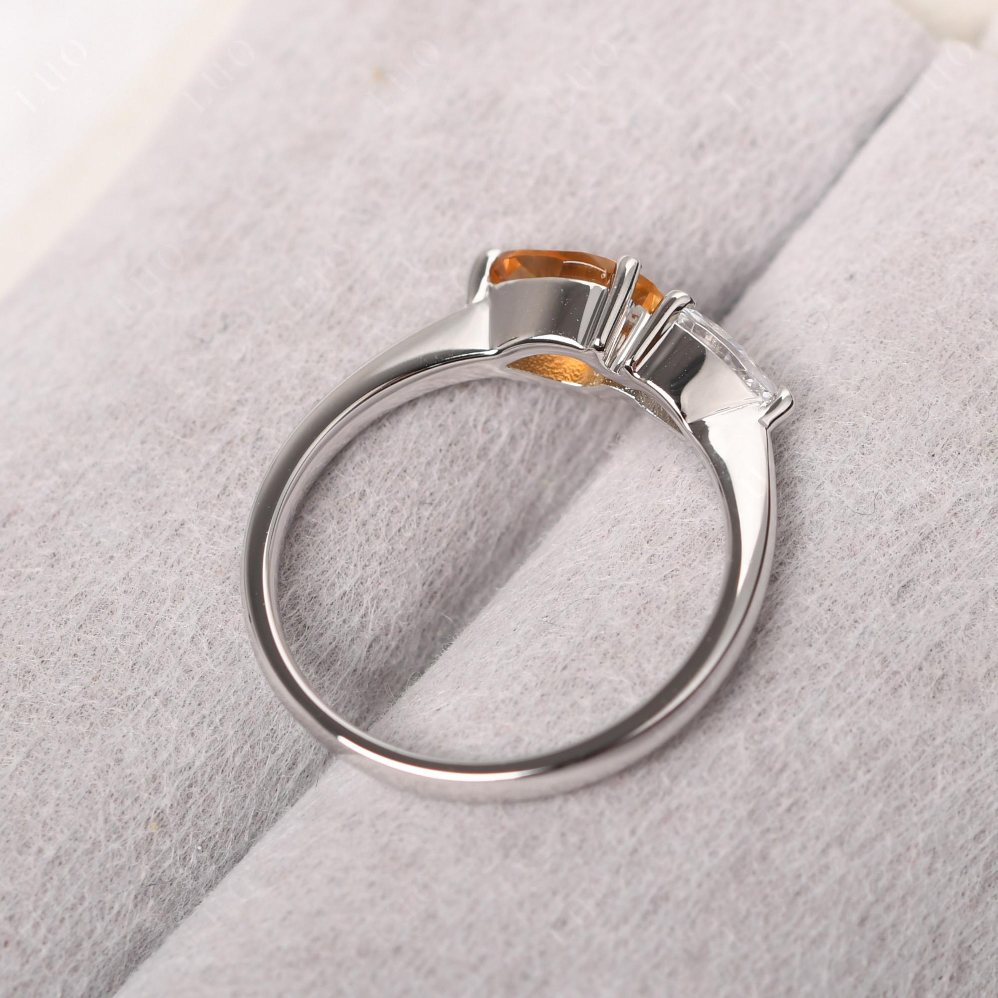 East West Pear Citrine and Cubic Zirconia Ring - LUO Jewelry