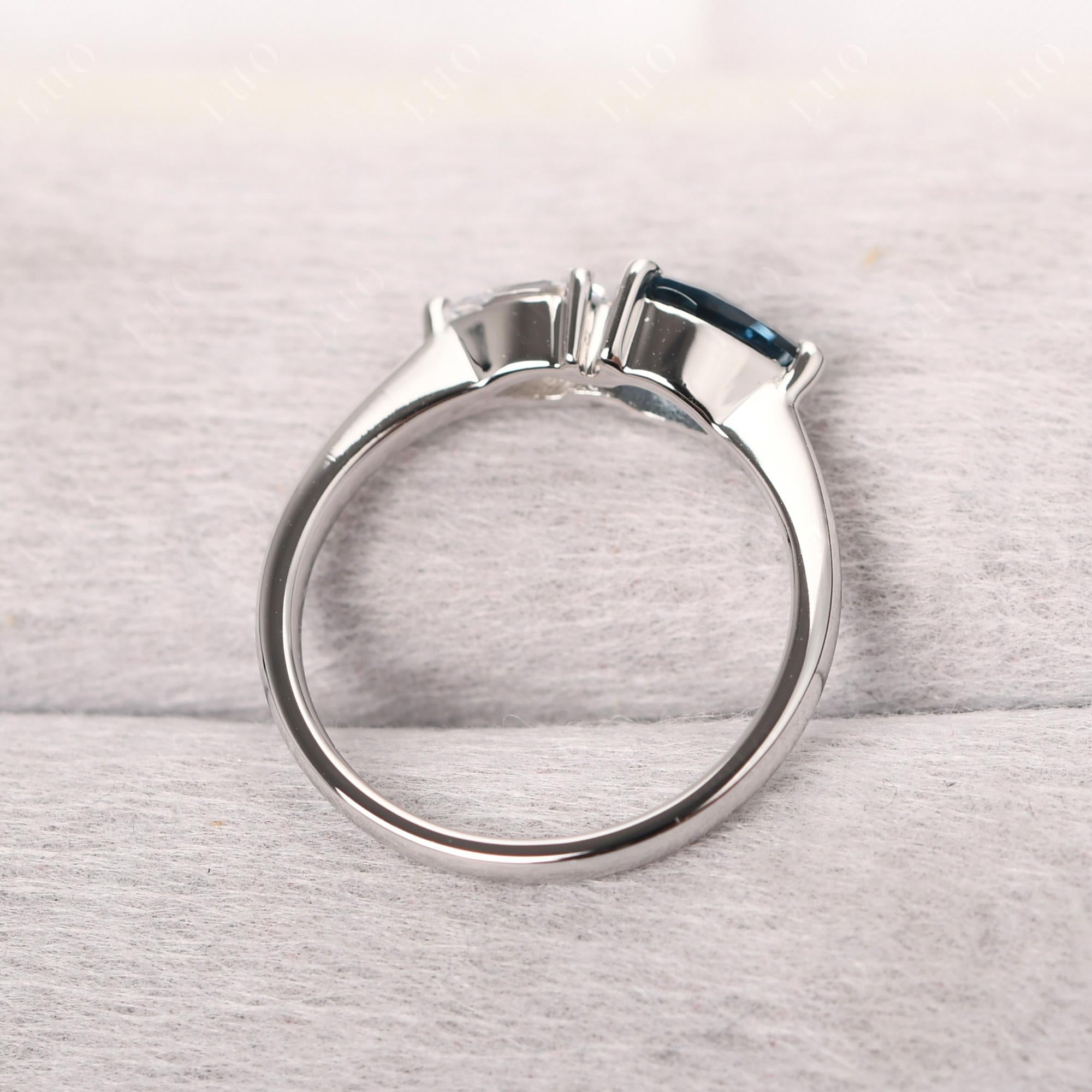 East West Pear Cubic Zirconia and London Blue Topaz Ring - LUO Jewelry