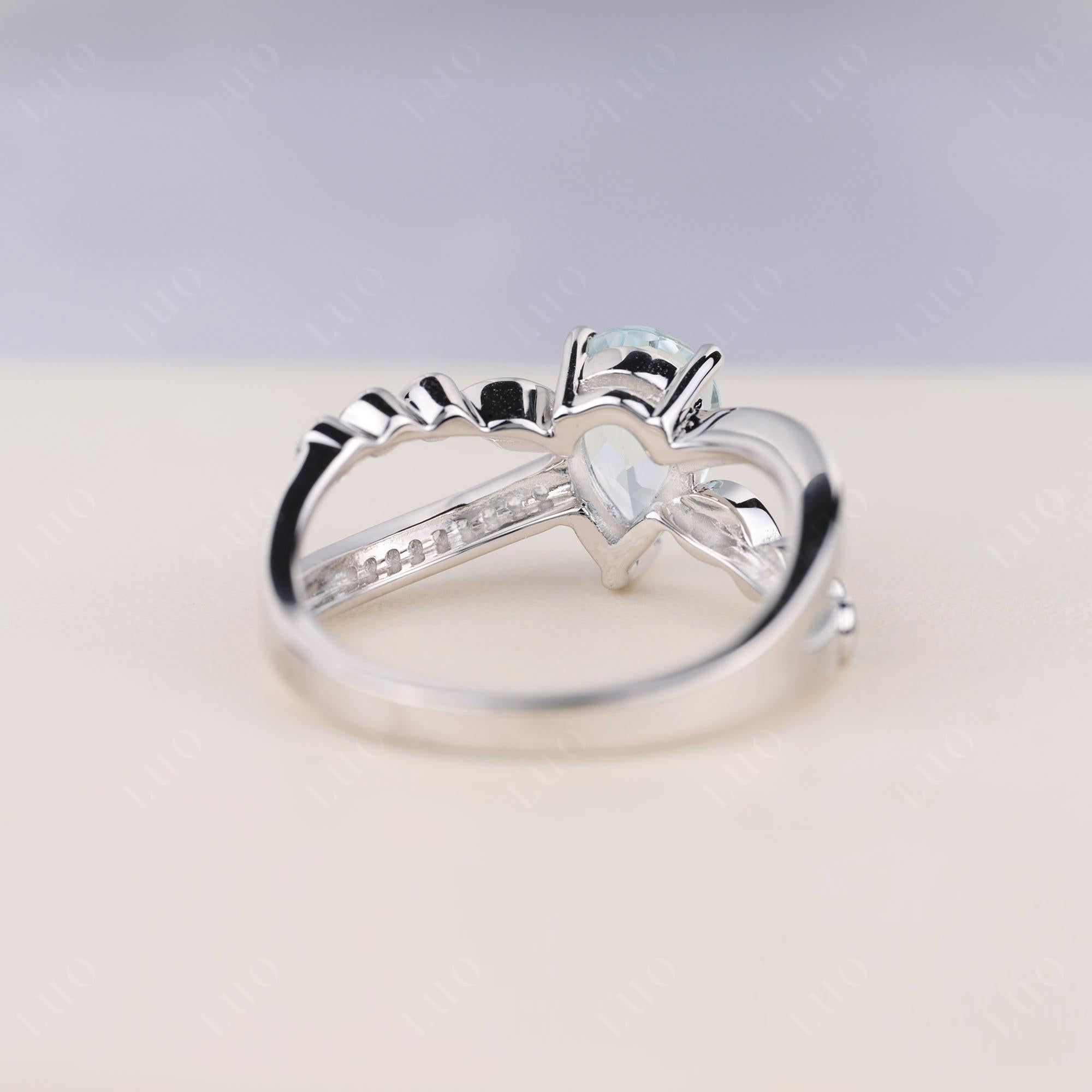 Pear Shaped Aquamarine Crossover Ring - LUO Jewelry