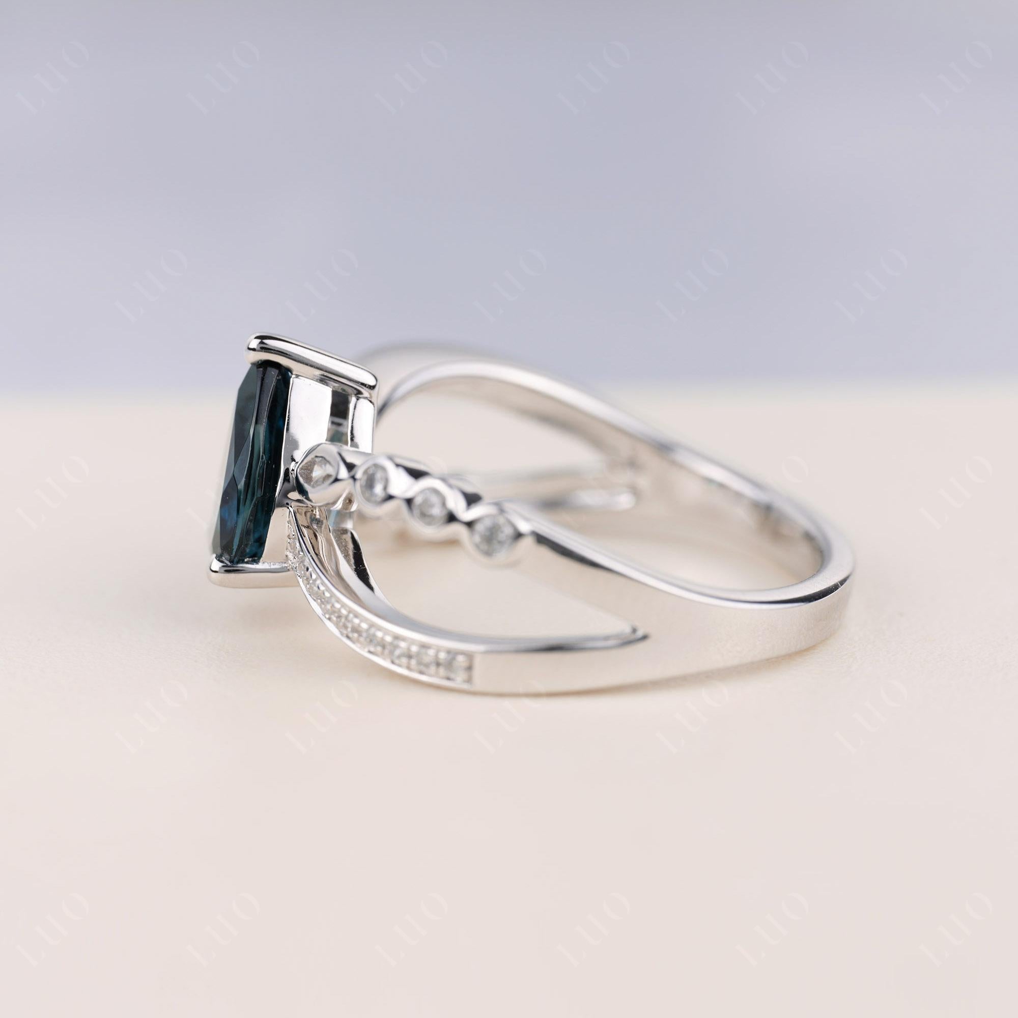 Pear Shaped London Blue Topaz Crossover Ring - LUO Jewelry
