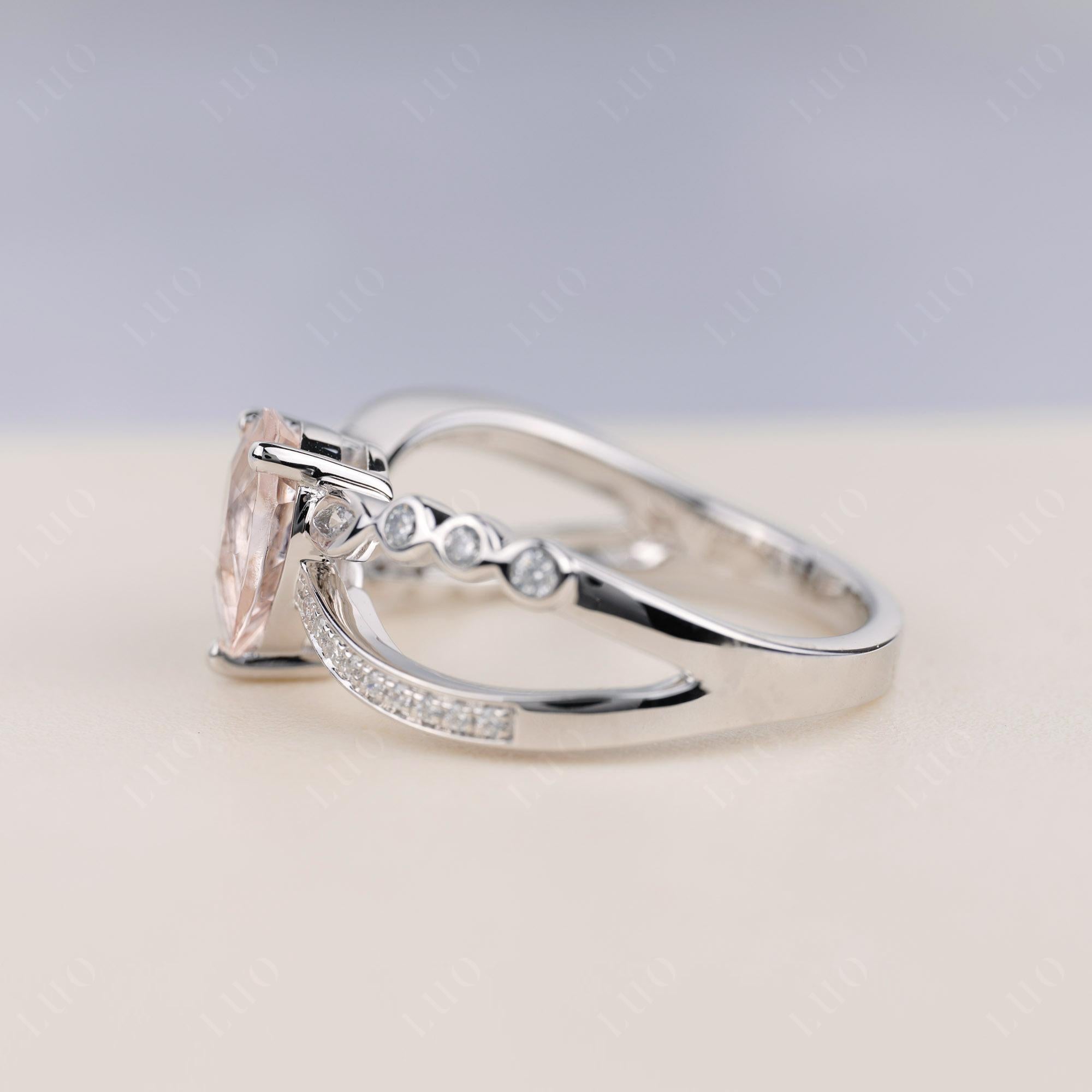 Pear Shaped Morganite Crossover Ring - LUO Jewelry