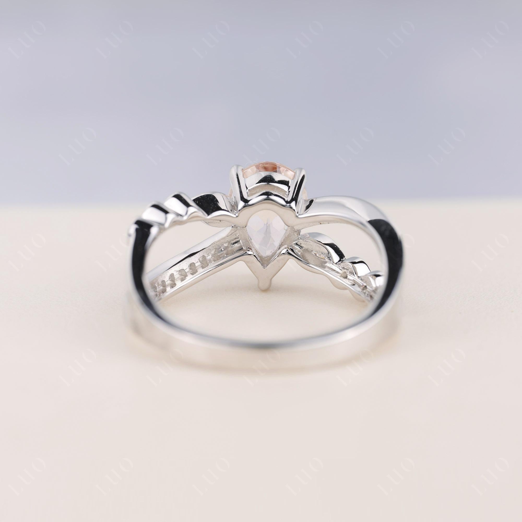 Pear Shaped Morganite Crossover Ring - LUO Jewelry