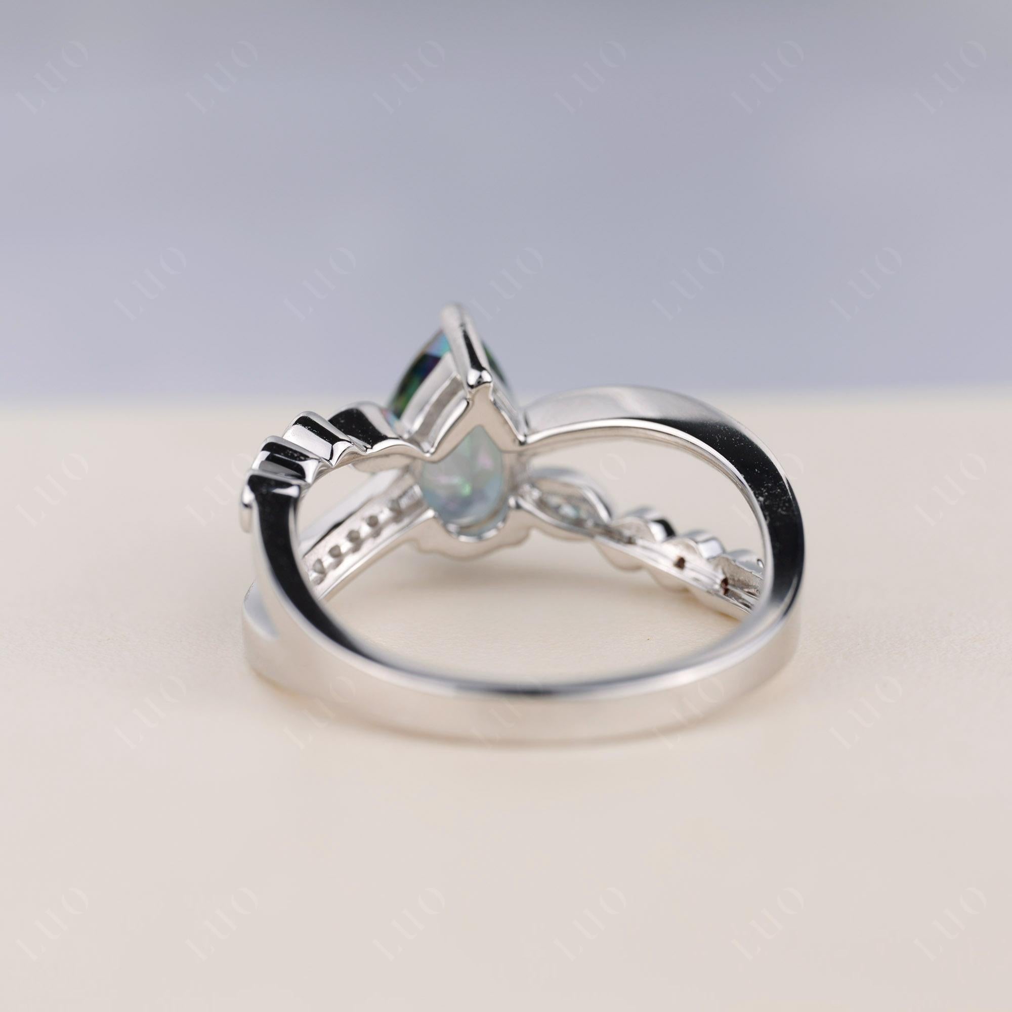 Pear Shaped Mystic Topaz Crossover Ring - LUO Jewelry