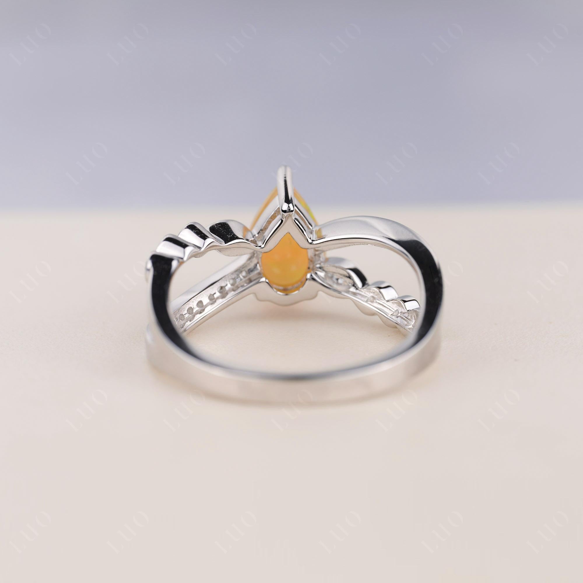 Pear Shaped Opal Crossover Ring - LUO Jewelry