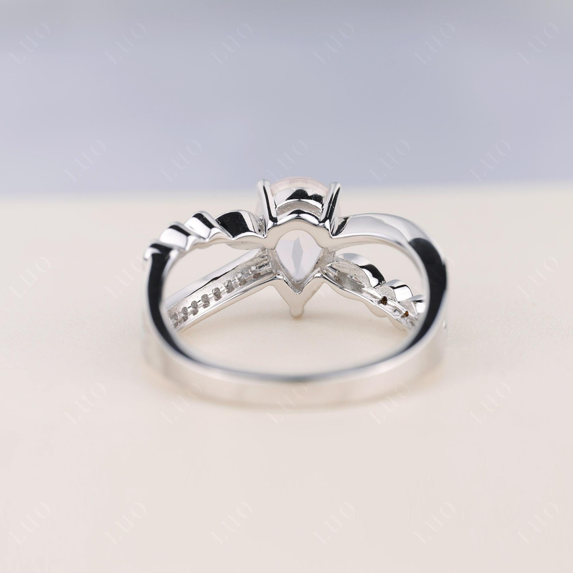 Pear Shaped Rose Quartz Crossover Ring - LUO Jewelry
