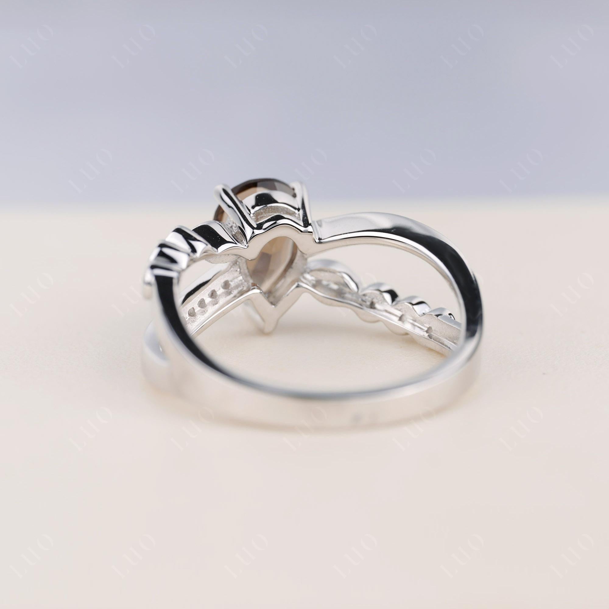Pear Shaped Smoky Quartz Crossover Ring - LUO Jewelry