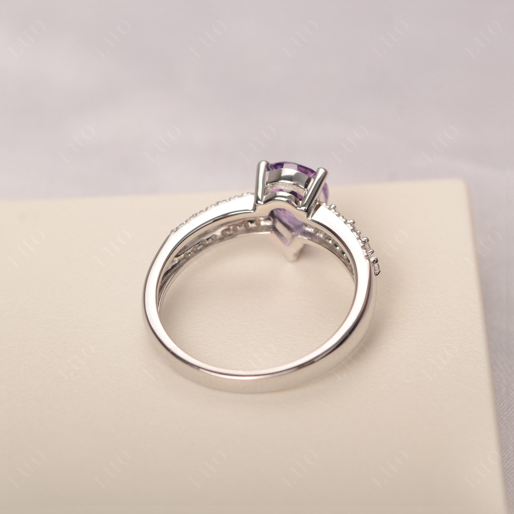 Amethyst Pear Shaped Promise Ring - LUO Jewelry