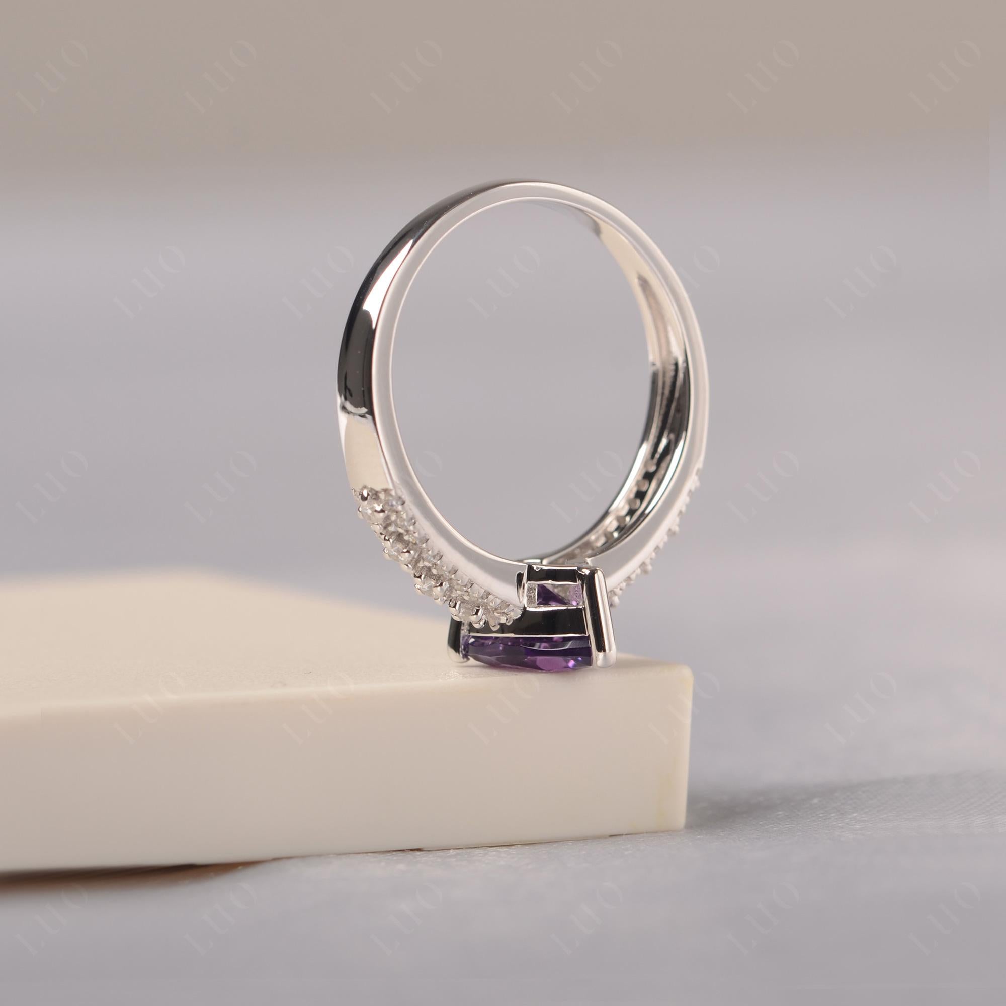 Amethyst Pear Shaped Promise Ring - LUO Jewelry