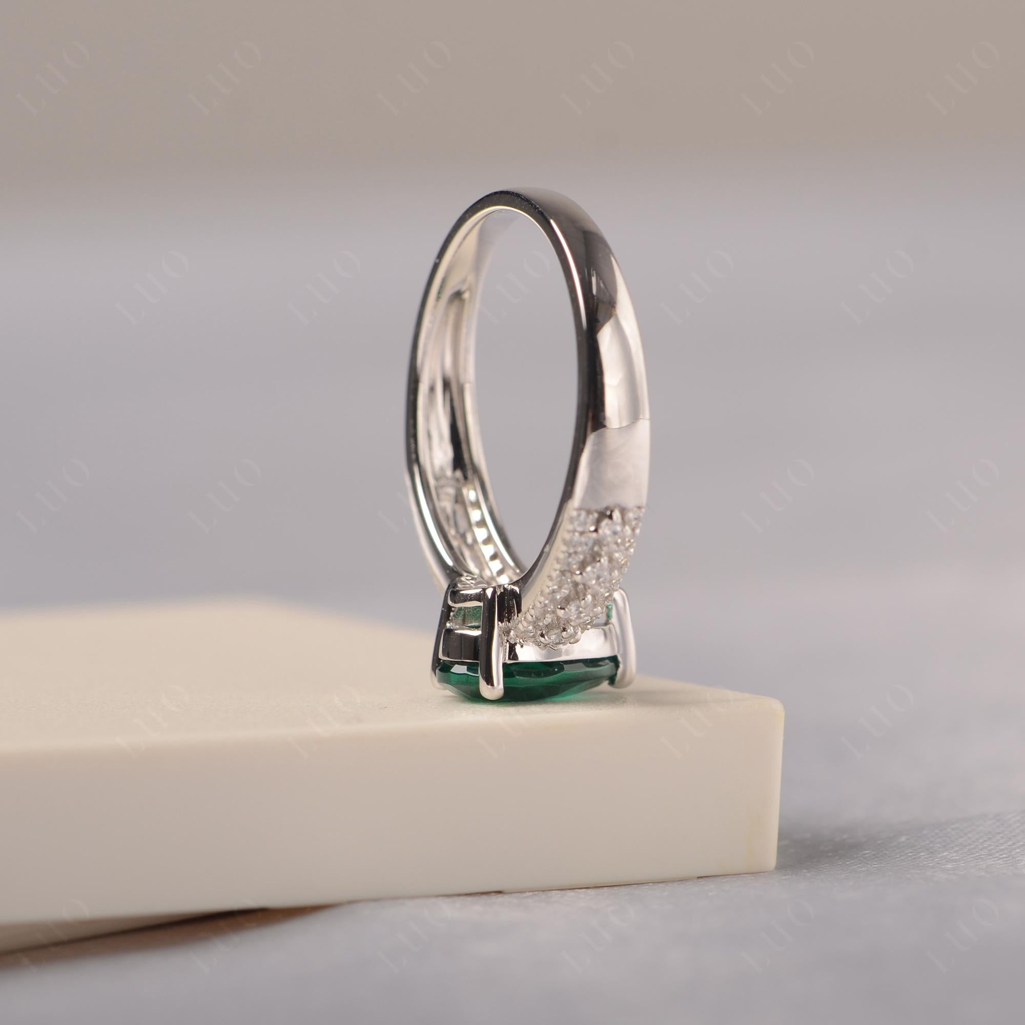 Emerald Pear Shaped Promise Ring - LUO Jewelry