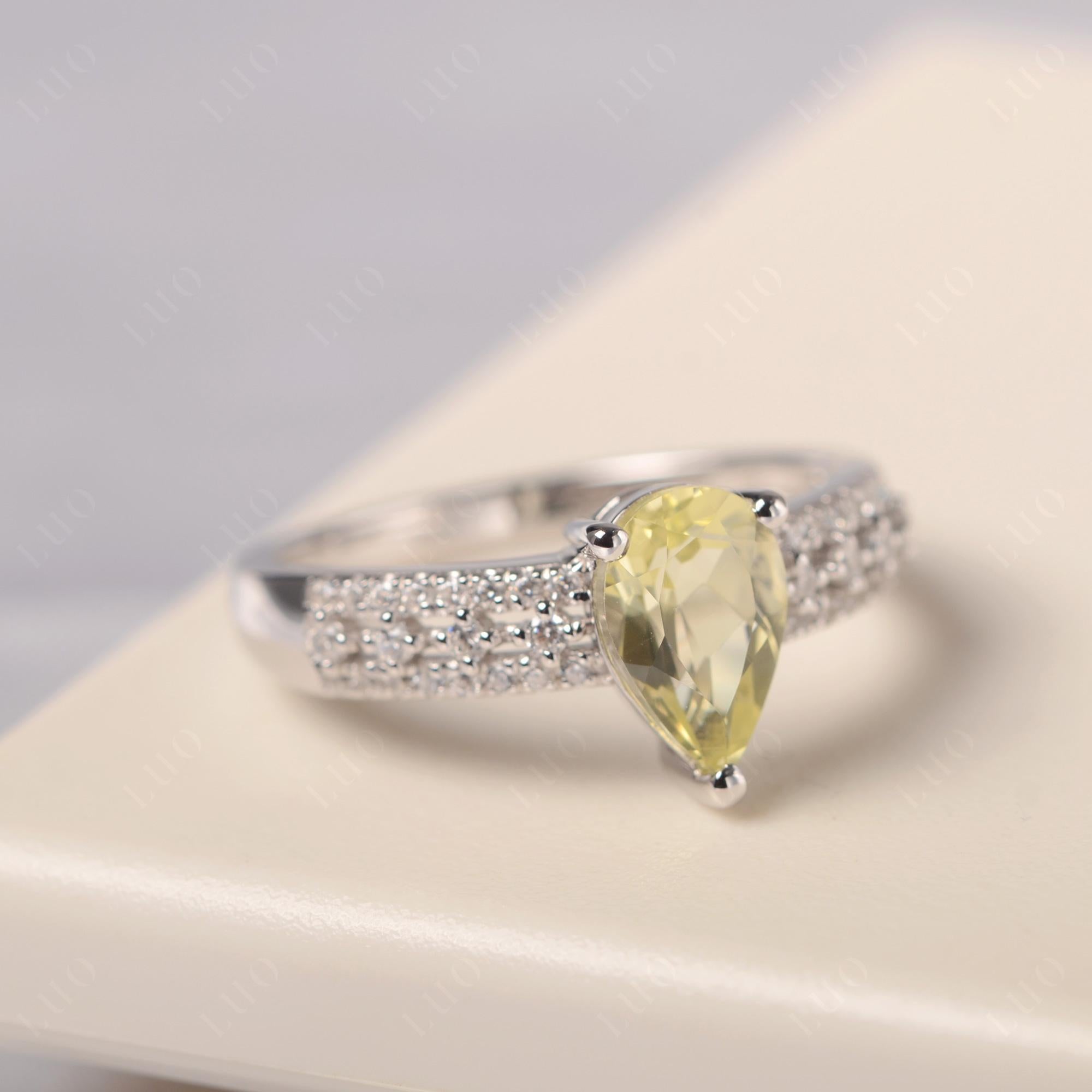 Lemon Quartz Pear Shaped Promise Ring - LUO Jewelry