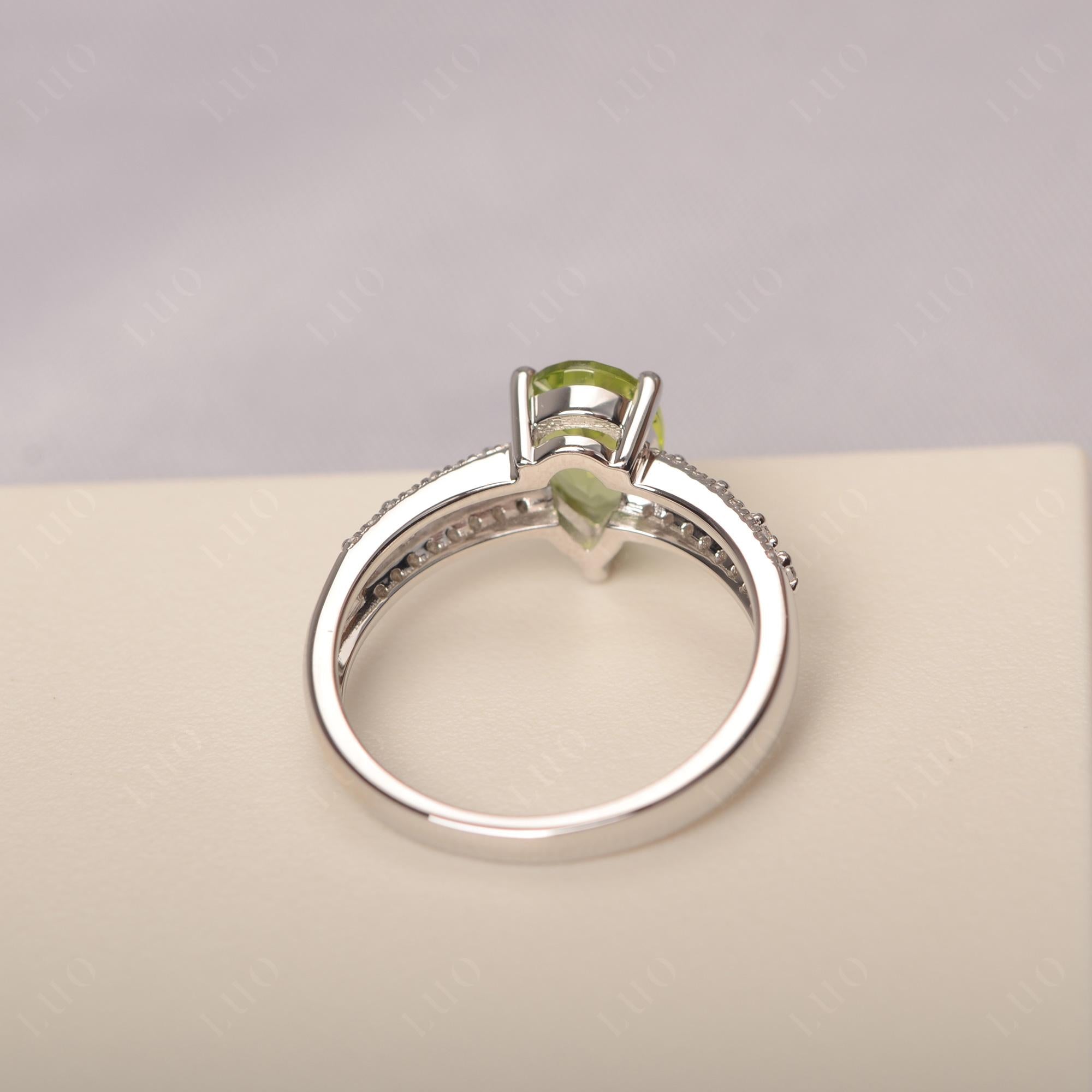 Peridot Pear Shaped Promise Ring - LUO Jewelry