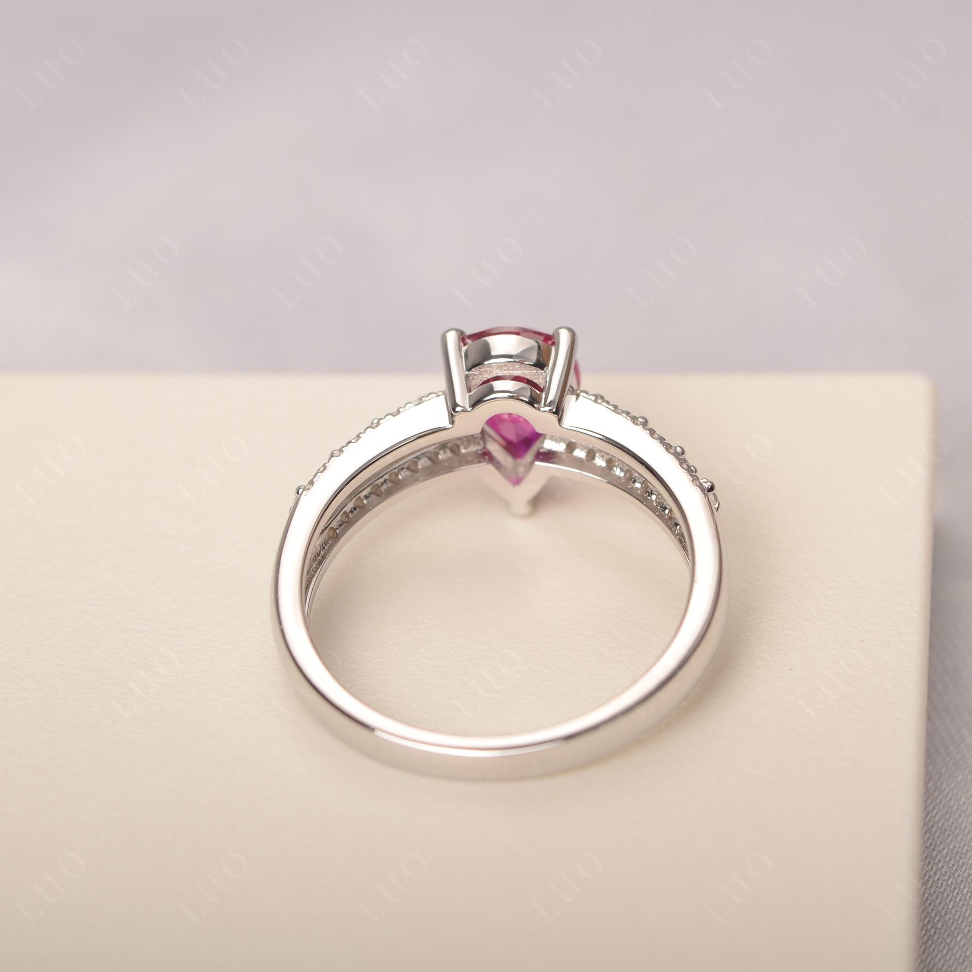 Ruby Pear Shaped Promise Ring - LUO Jewelry