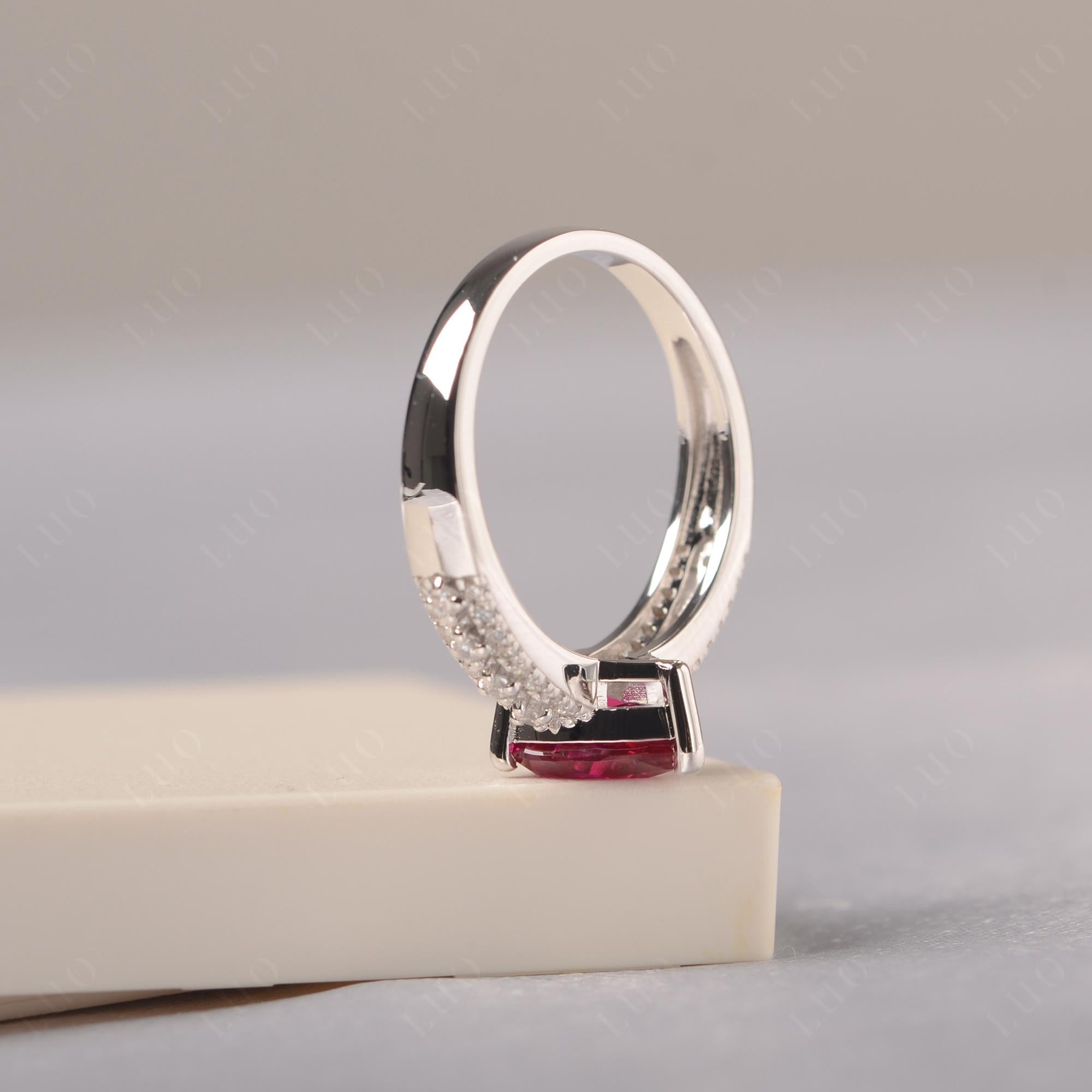 Ruby Pear Shaped Promise Ring - LUO Jewelry