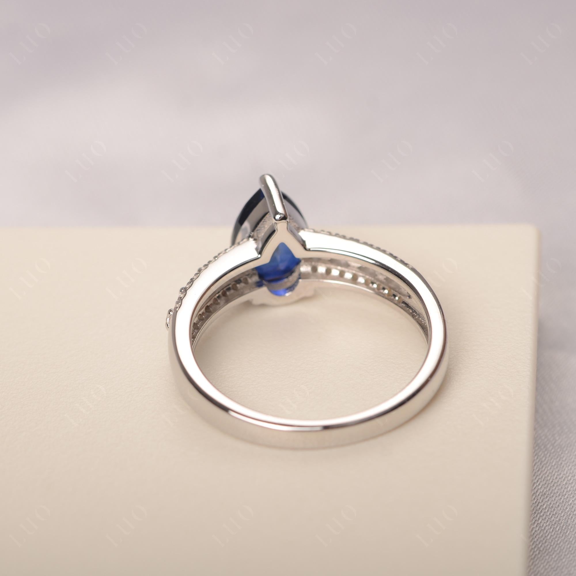 Sapphire 3 Rows Pave Engagement Ring - LUO Jewelry
