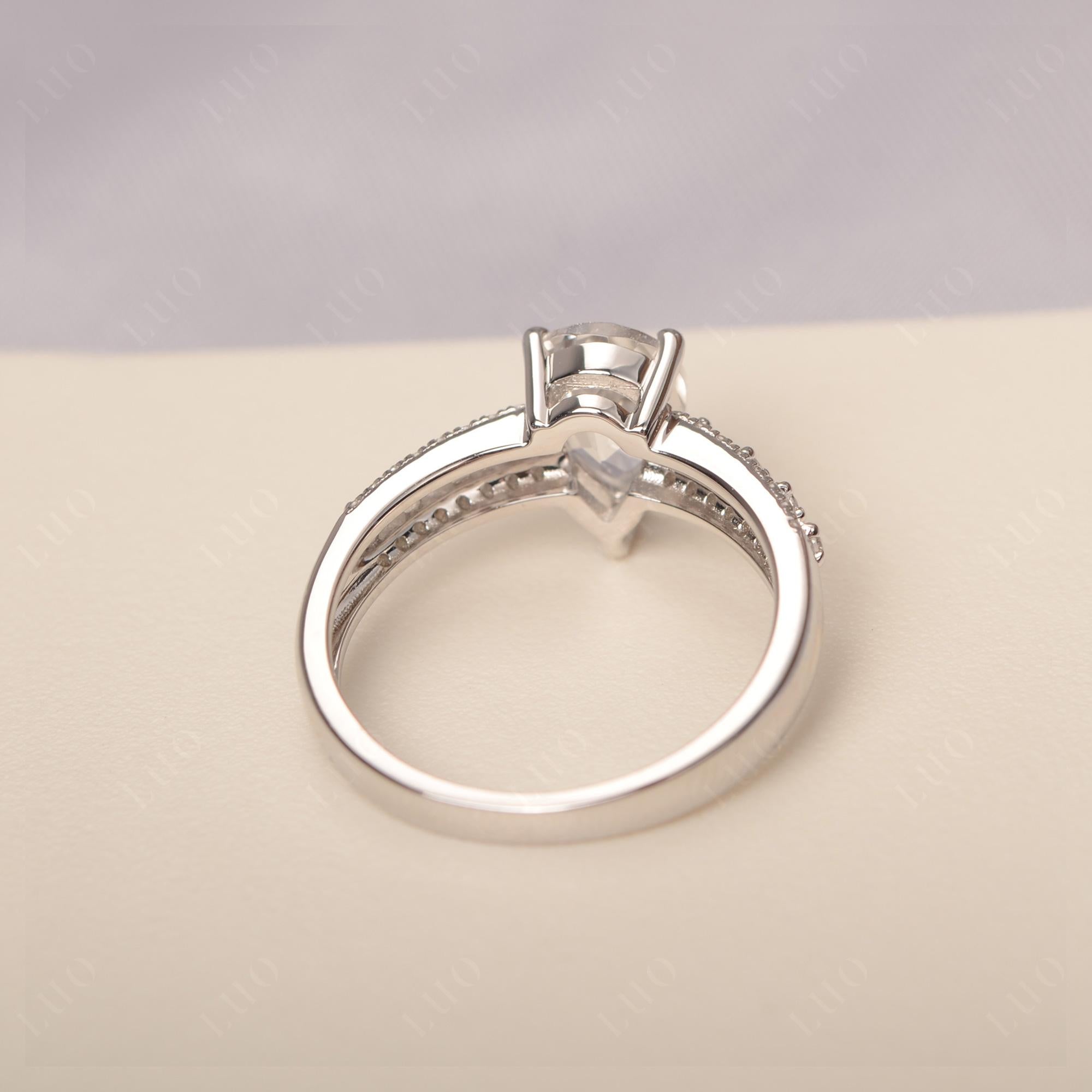 White Topaz Pear Shaped Promise Ring - LUO Jewelry