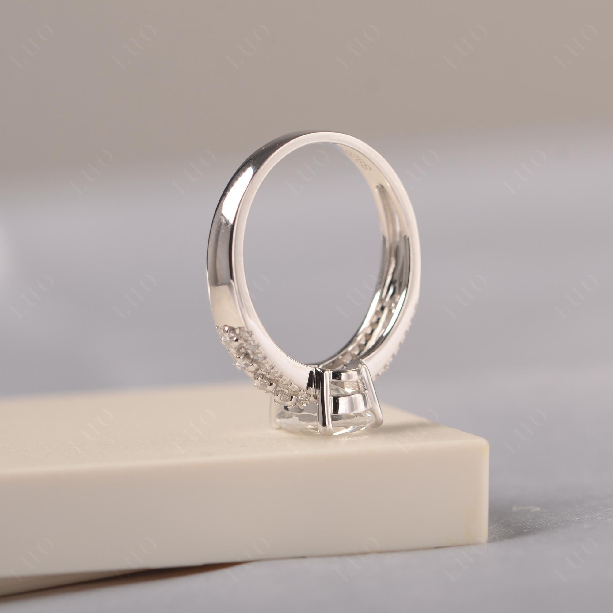White Topaz Pear Shaped Promise Ring - LUO Jewelry