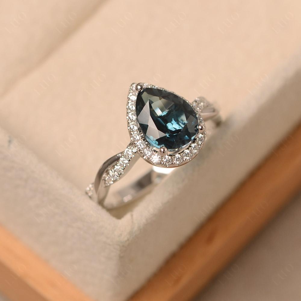 London Blue Topaz Twisted Band Engagement Ring - LUO Jewelry