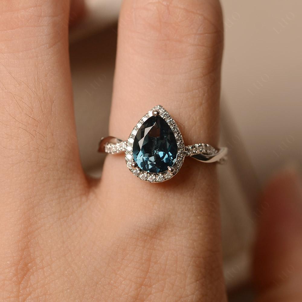 London Blue Topaz Twisted Band Engagement Ring - LUO Jewelry