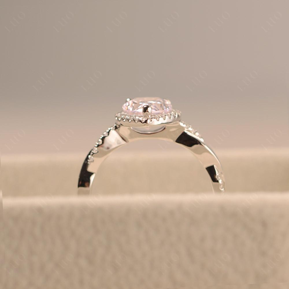 Pear Shaped Pink Cubic Zirconia Twisted Halo Ring - LUO Jewelry
