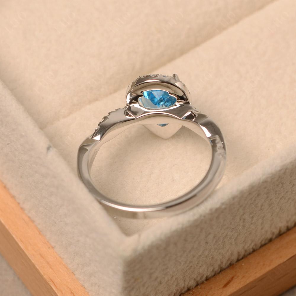 Swiss Blue Topaz Twisted Halo Engagement Ring - LUO Jewelry