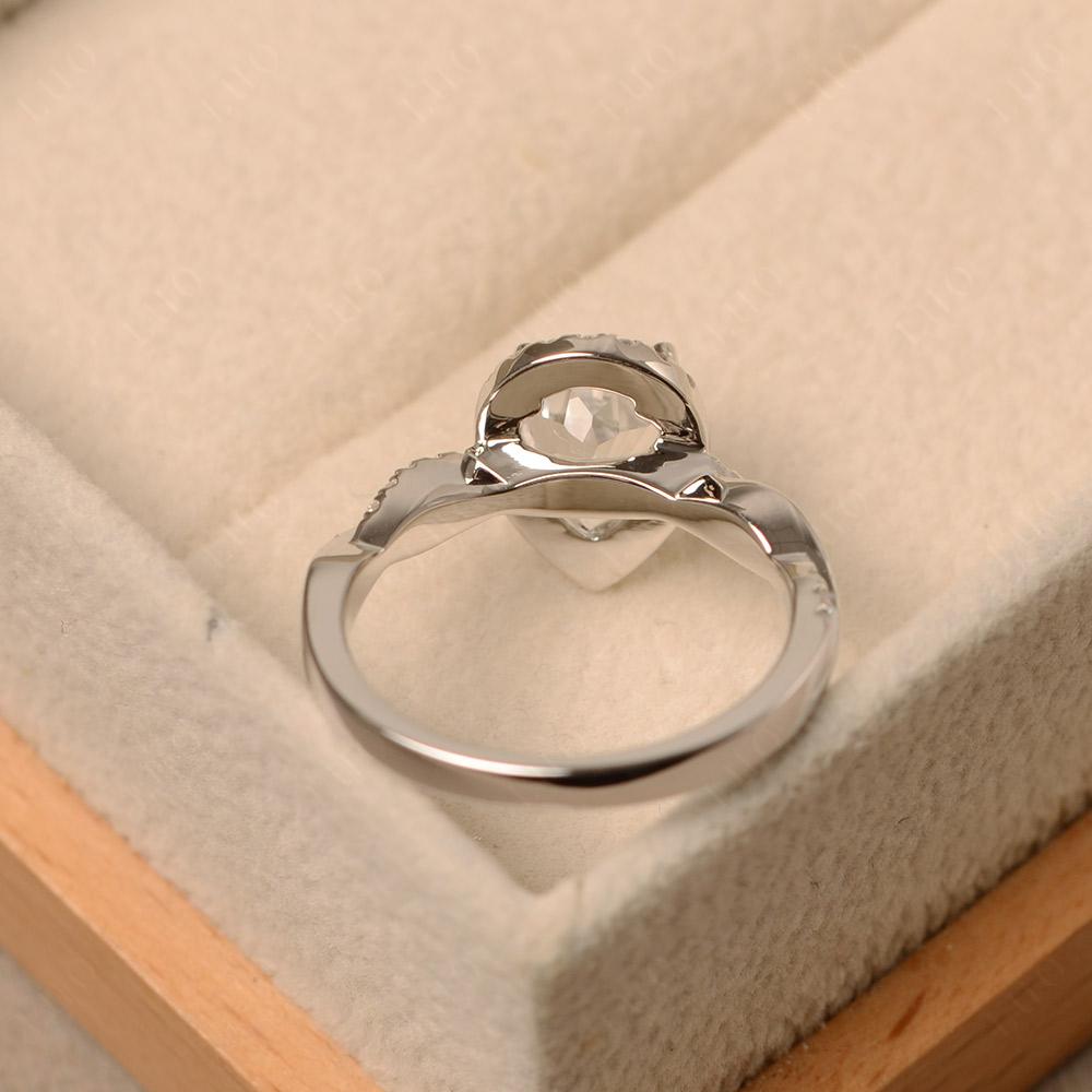 Pear Shaped White Topaz Twisted Halo Ring - LUO Jewelry