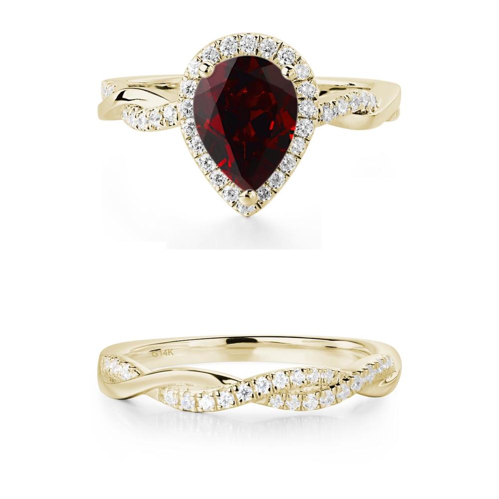 Garnet Twisted Halo Engagement Ring - LUO Jewelry #metal_xxxxx