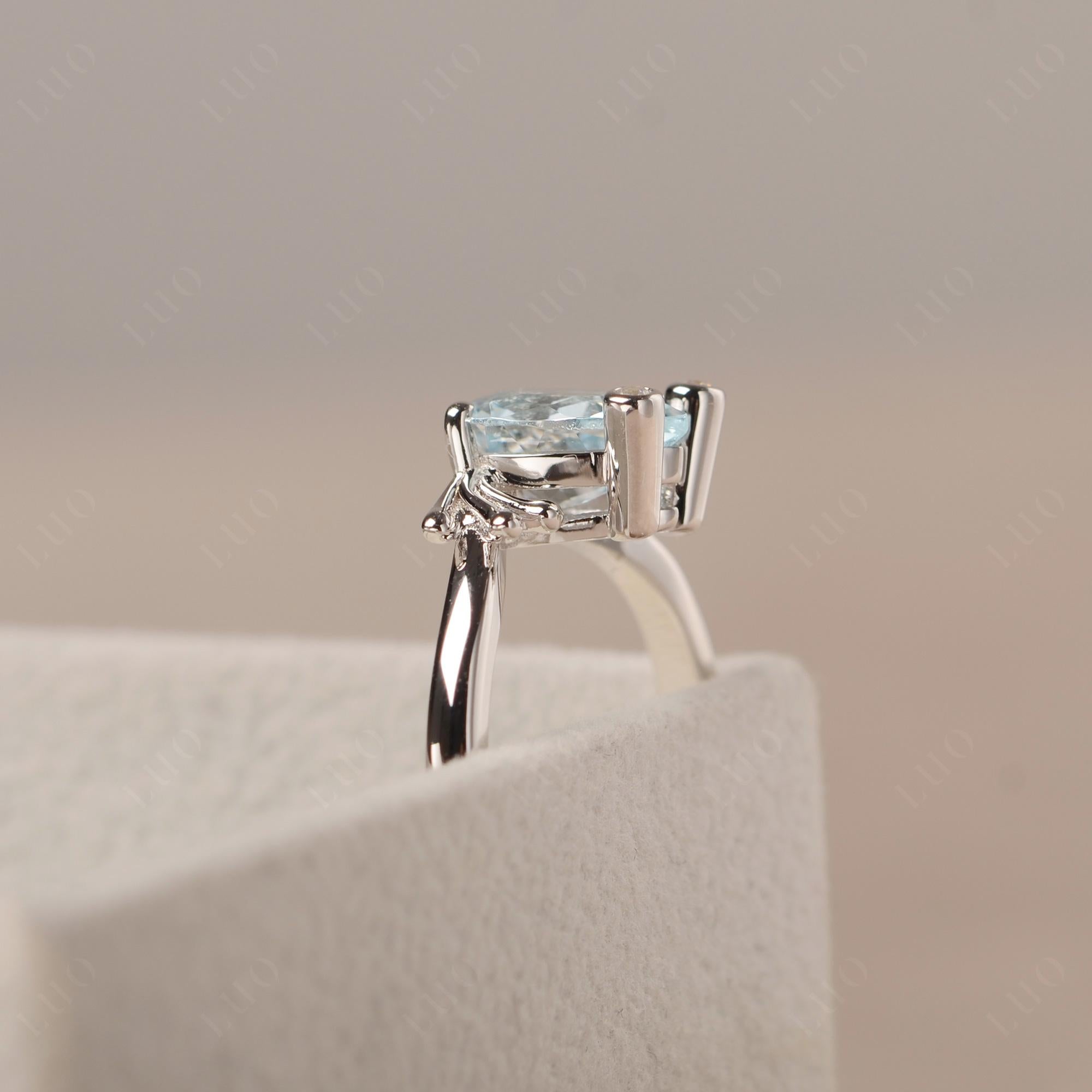 Aquamarine Frog Engagement Ring - LUO Jewelry