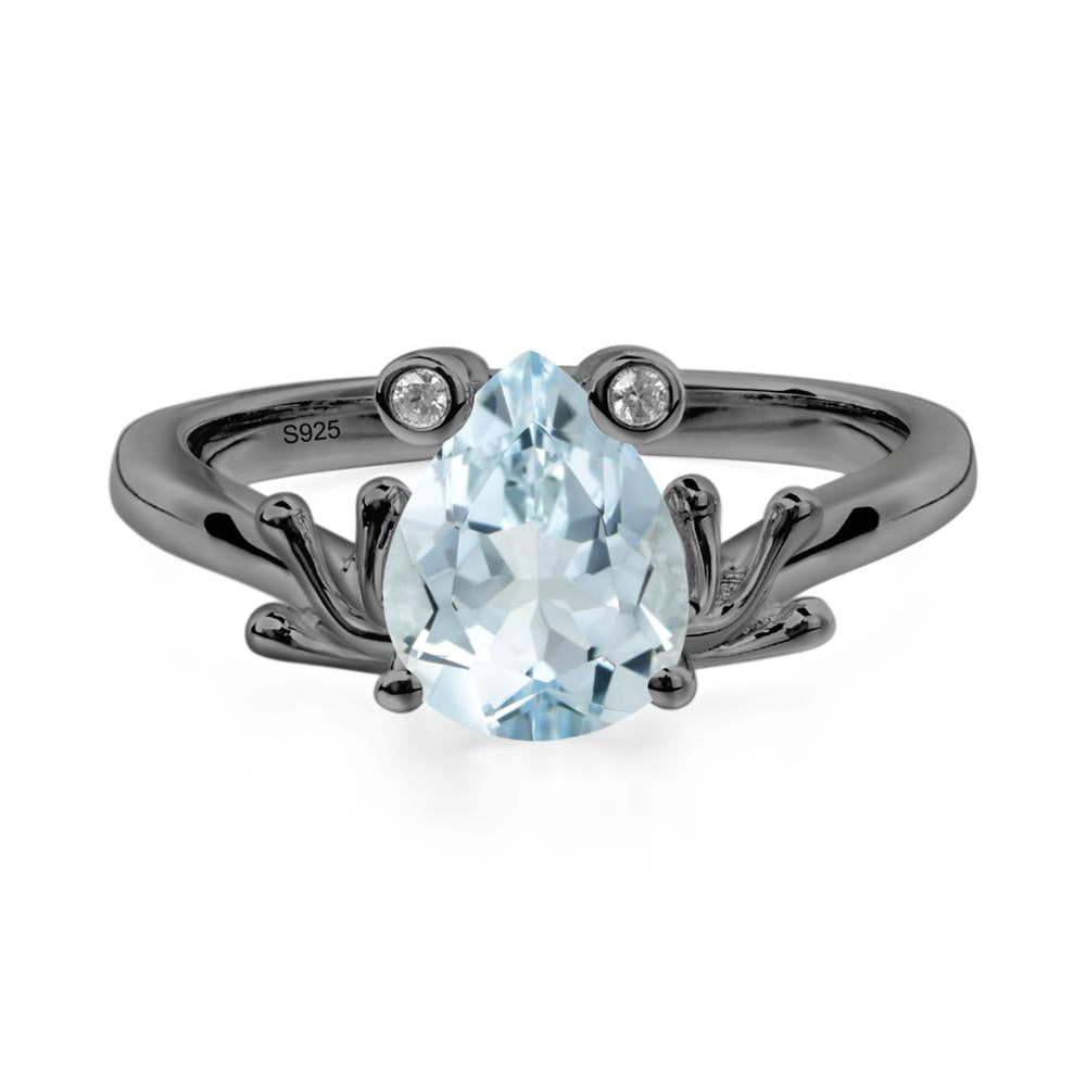 Aquamarine Frog Engagement Ring - LUO Jewelry #metal_black finish sterling silver