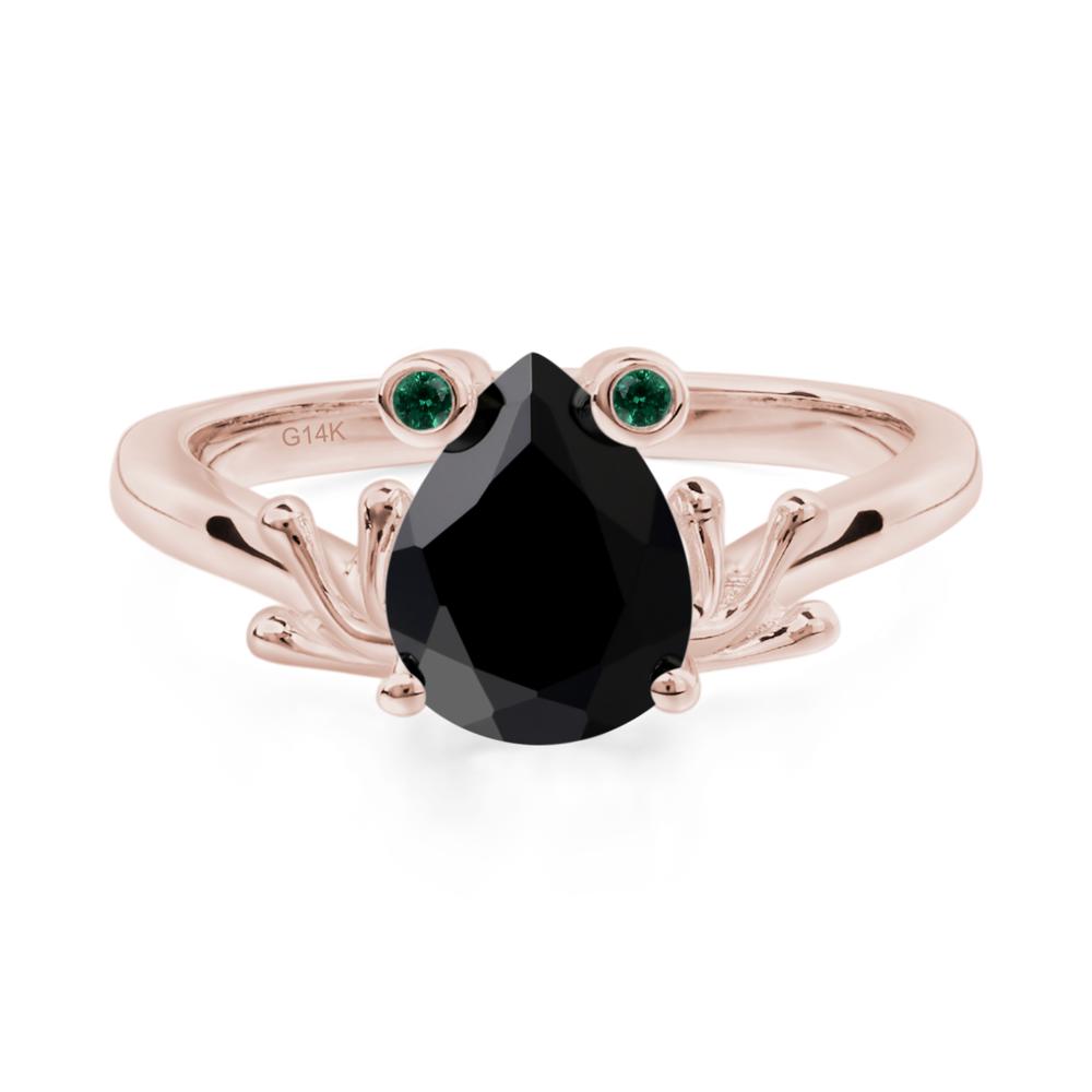 Black Spinel Frog Ring - LUO Jewelry #metal_14k rose gold