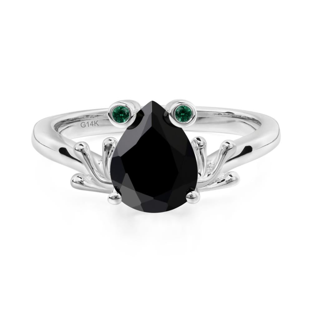 Black Spinel Frog Ring - LUO Jewelry #metal_14k white gold