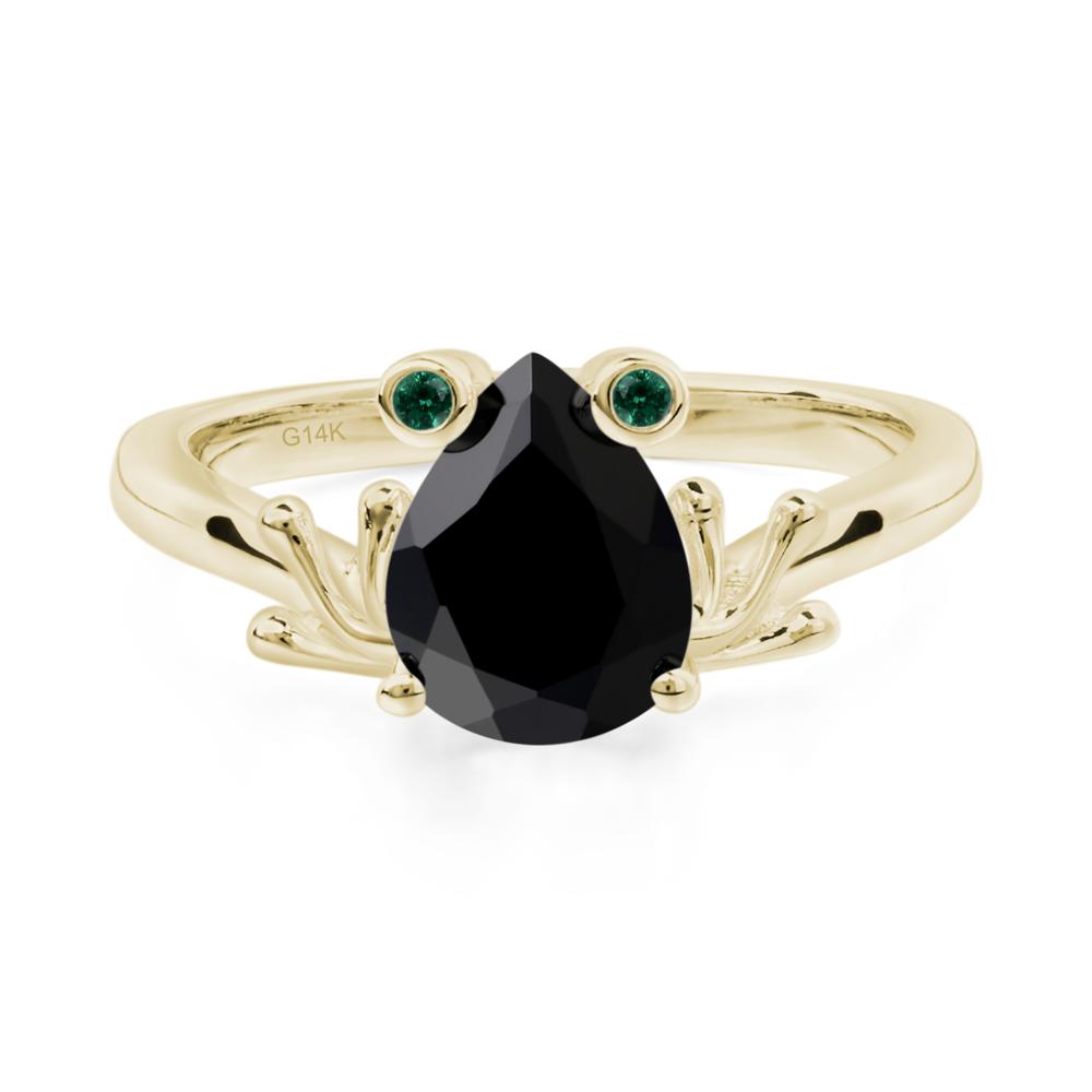 Black Spinel Frog Ring - LUO Jewelry #metal_14k yellow gold