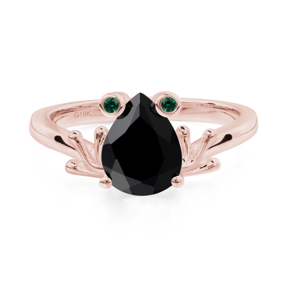 Black Spinel Frog Ring - LUO Jewelry #metal_18k rose gold