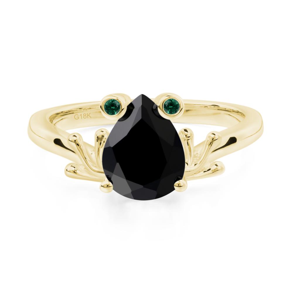 Black Spinel Frog Ring - LUO Jewelry #metal_18k yellow gold