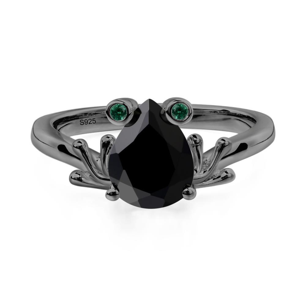 Black Spinel Frog Ring - LUO Jewelry #metal_black finish sterling silver