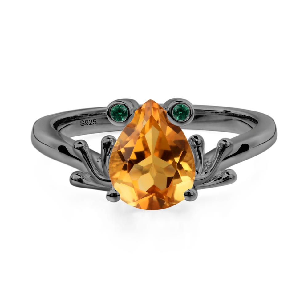 Citrine Frog Promise Ring - LUO Jewelry #metal_black finish sterling silver