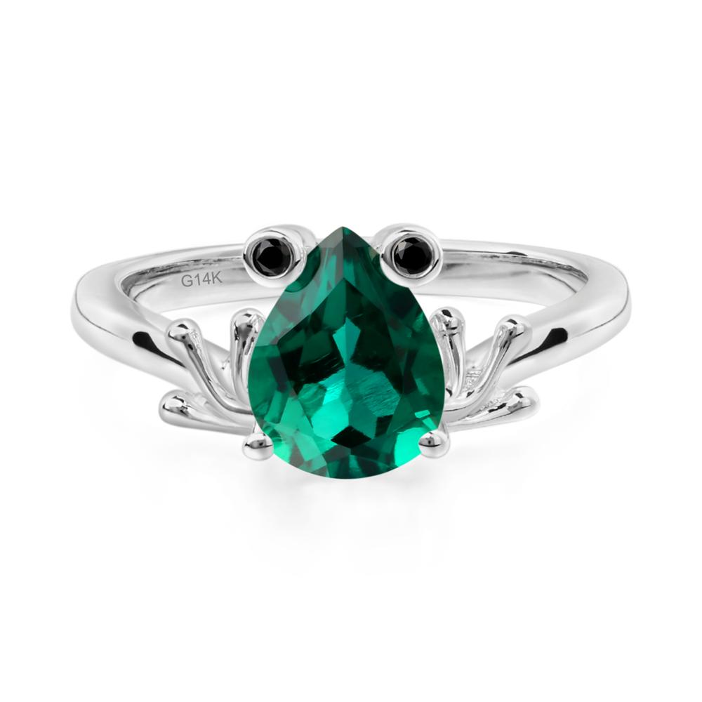 Emerald Frog Engagement Ring - LUO Jewelry #metal_14k white gold